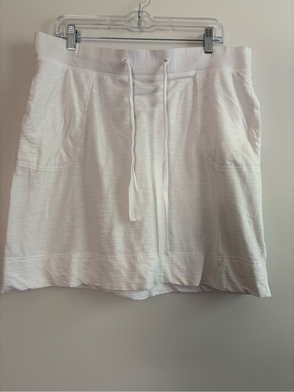 Lands' End Women’s Knit White Cotton Blend Mini Skirt Size L 14-16